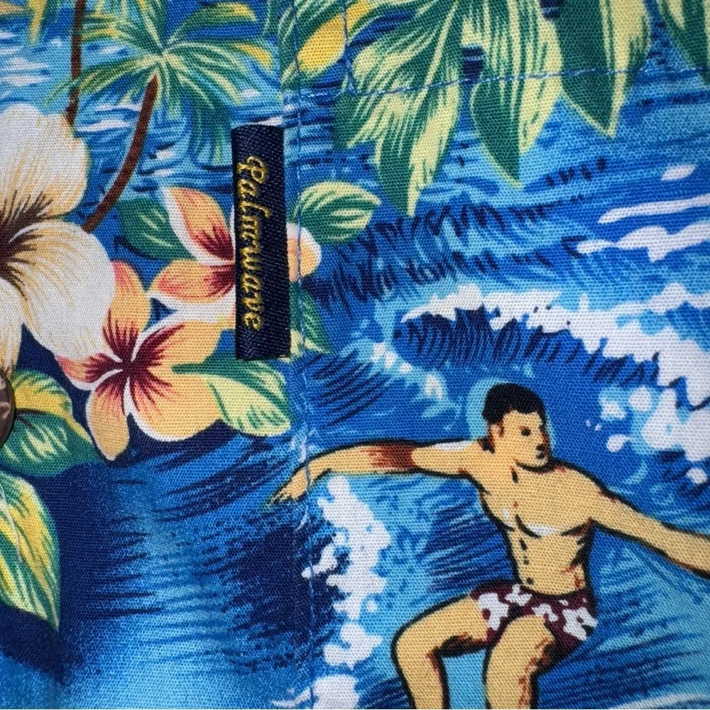 Vintage Hawaiian Aloha Shirt 100% Cotton Tropical Surf Ukulele‎ Honolulu Print L